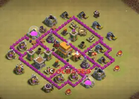 Town Hall 6 War Base: Anti 3 Stars, Ground Ring Layout #21063