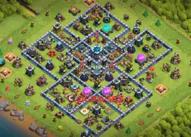 Top Town Hall 13 Trophy Base - Symmetric & Anti 2 Stars #21099