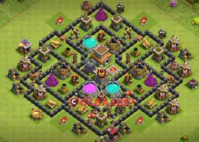 Town Hall 8 War Base: Anti-3 Stars & Farming Design #21176