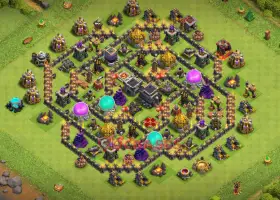 Top Town Hall 9 Hybrid Base: Anti-3 Stars & Trophy Farming #21233