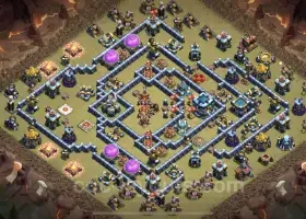 Top Anti 3 Stars TH13 War Base with Link - Clash of Clans #21341