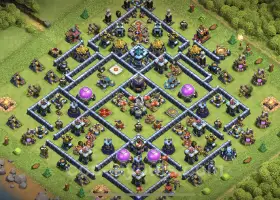 TH13 Hybrid Farming Base - Anti Everything - COC Layout #21377