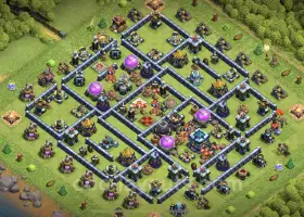 Max TH13 Hybrid Base with Link - Clash of Clans Defense #21411