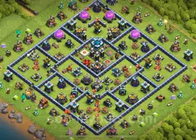 Best Anti 2 Stars TH13 Base - Clash of Clans Hybrid Defense #21418