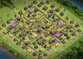 TH14 Farming Base Layout - Anti 3 Stars with Link - COC #21456