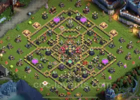 Best Anti 3 Stars TH14 Base - Hybrid Copy Link for COC #21491