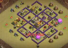 Town Hall 7 War Base: Compact, Anti-Air, Trophy Link #21573