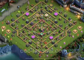 Best Anti 2 Star TH14 Hybrid Base with Links for COC #21580