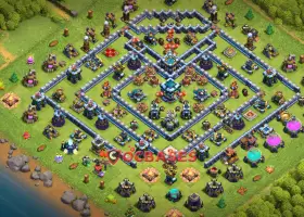 Top Town Hall 13 Base: Symmetric, Anti 3-Star Design #21640