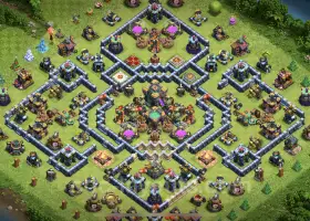 Best Anti 3 Stars TH14 Base - Hybrid Defense with Link #21698