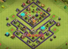 Town Hall 7 Hybrid Base - Compact Anti 3 Stars Design #21754