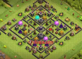 Best Town Hall 9 Hybrid Base: Anti 2 & 3 Stars Layout #19971