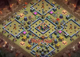 Town Hall 14 War Base: Compact, Anti 3-Star & Queen Walk #21253