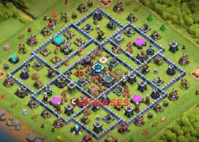 Town Hall 13 Base: Symmetric Anti 3-Star Design | CoC #21547