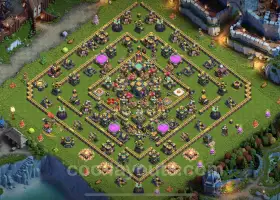 Best Anti 2 Stars TH14 Base Copy | Hybrid Defense Link #21576